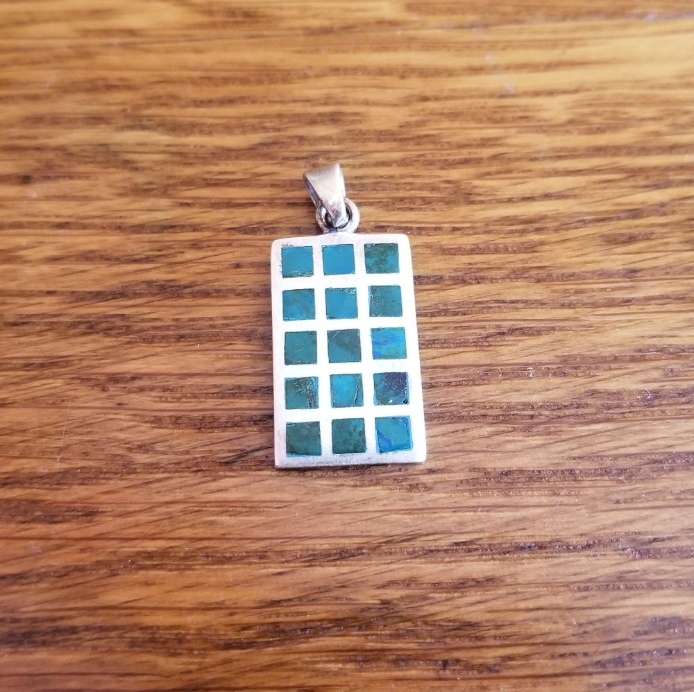 Silver Inlay Geometric Pendant